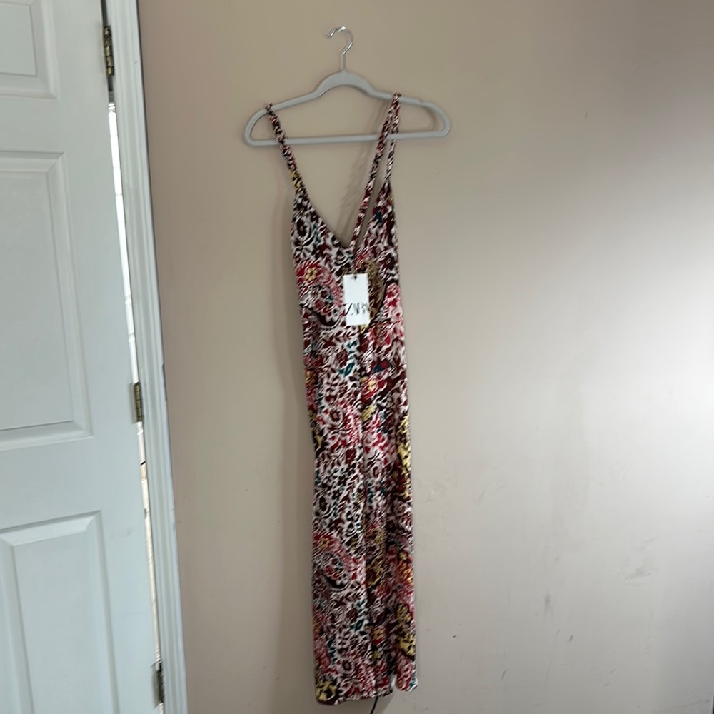 Zara Pink and Red Sleeveless Maxi Sundress